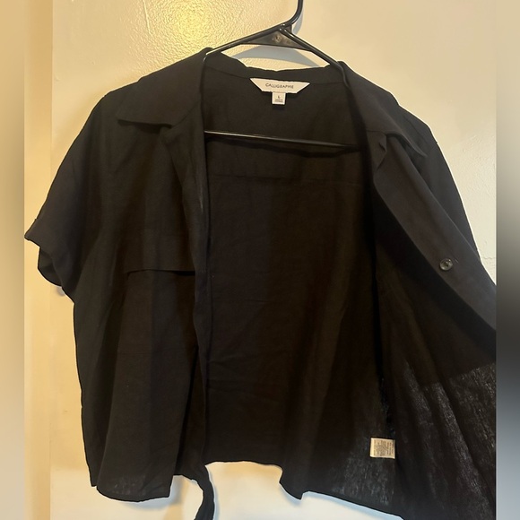 Elegant Black Linen Blouse by Caligraphe - Picture 8 of 8